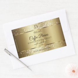 Elegante Gold Soft Glitzer Monogram Produktetikett Rechteckiger Aufkleber