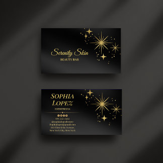 Elegante Gold Sparkle Esthetician Business Card Visitenkarte