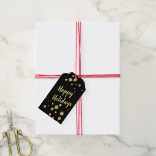 Elegante Gold Sparkle Happy Holidays Schwarzes Ges Geschenkanhänger