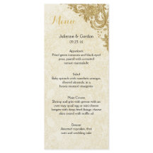 Elegante Gold Sparkle Rose Ivory Menu Cards