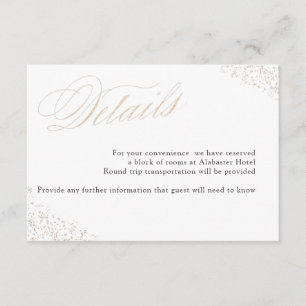 Elegante Gold Speckle Calligrafy Details Begleitkarte