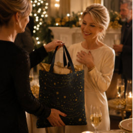 Elegante Gold Starry Night Tote Bag