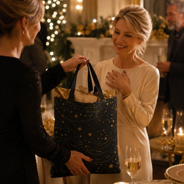 Elegante Gold Starry Night Tote Bag (Von Creator hochgeladen)