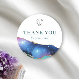 Elegante Gold Stars Cosmic Logo Vielen Dank Runder Aufkleber