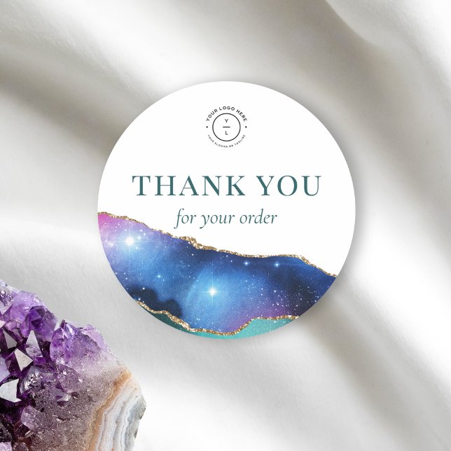 Elegante Gold Stars Cosmic Logo Vielen Dank Runder Aufkleber (Von Creator hochgeladen)