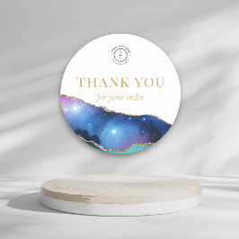 Elegante Gold Stars Cosmic Logo Vielen Dank Runder Aufkleber