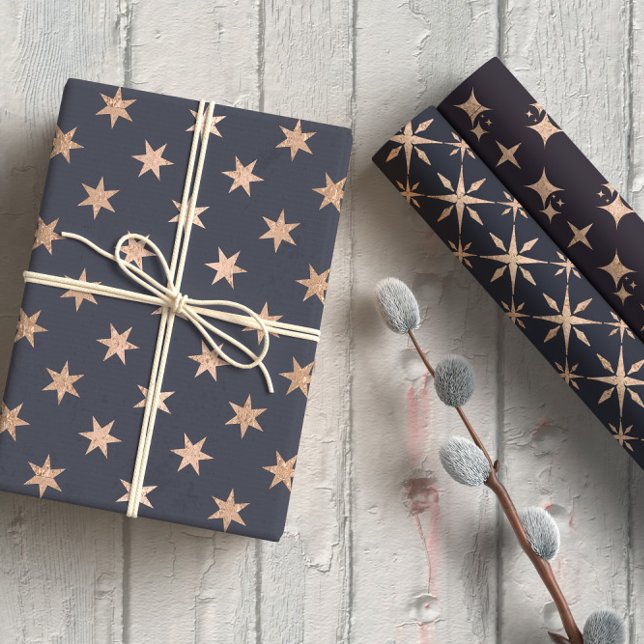 Elegante Gold Stars Lila Geschenkpapier Set (Von Creator hochgeladen)