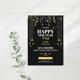 Elegante Gold Stars Silvester-Party Einladung