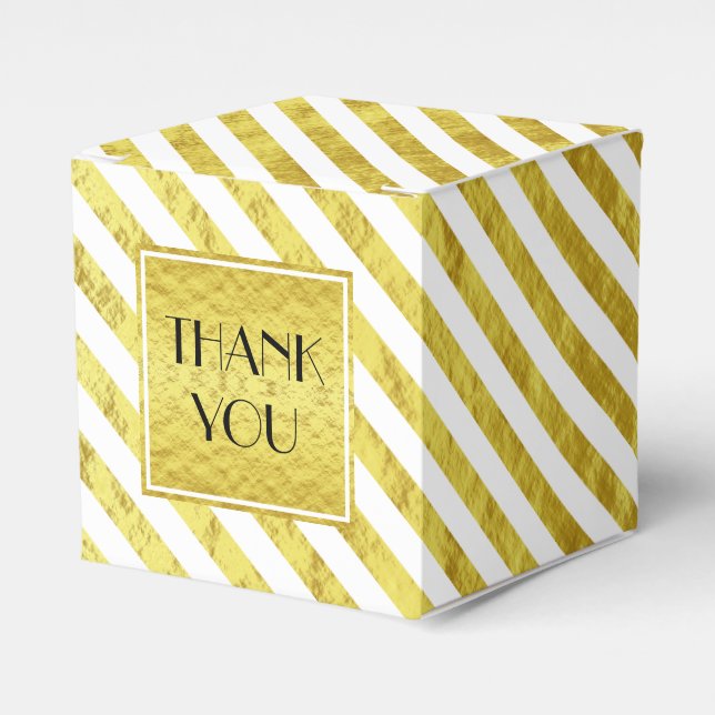 Elegante Gold Streifen Vielen Dank Geschenkschachtel (Vorderseite)
