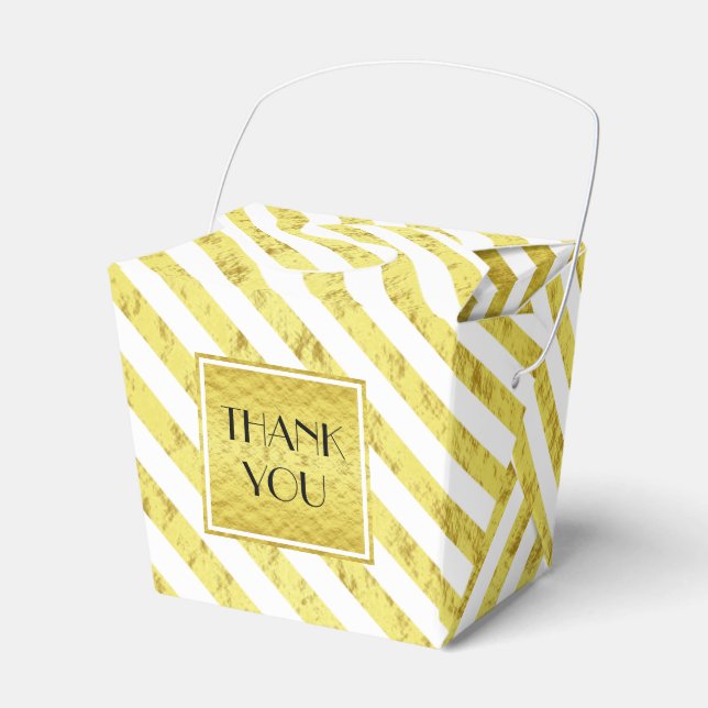 Elegante Gold Streifen Vielen Dank Geschenkschachtel (Vorderseite)