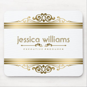 Elegante Gold Stripes florale Akzente Mousepad