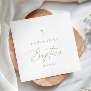 Elegante Gold-Taufe-Kalligrafie Serviette