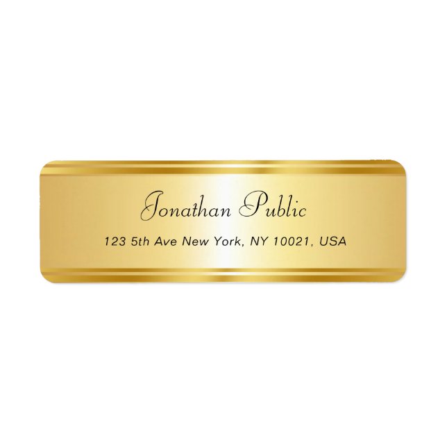 Elegante Gold Template Handschrift Name Modern (Vorne)