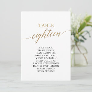 Elegante Gold Tischnummer 18 Seating Chart