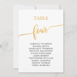 Elegante Gold Tischnummer 4 Seating Chart