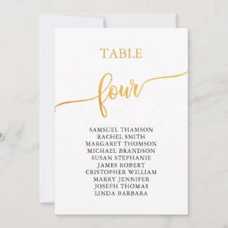 Elegante Gold Tischnummer 4 Seating Chart
