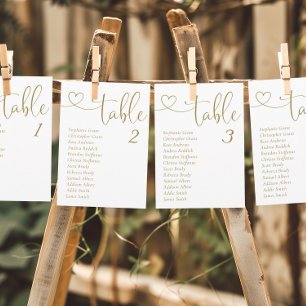 Elegante Gold Tischnummer Seating Chart Cards