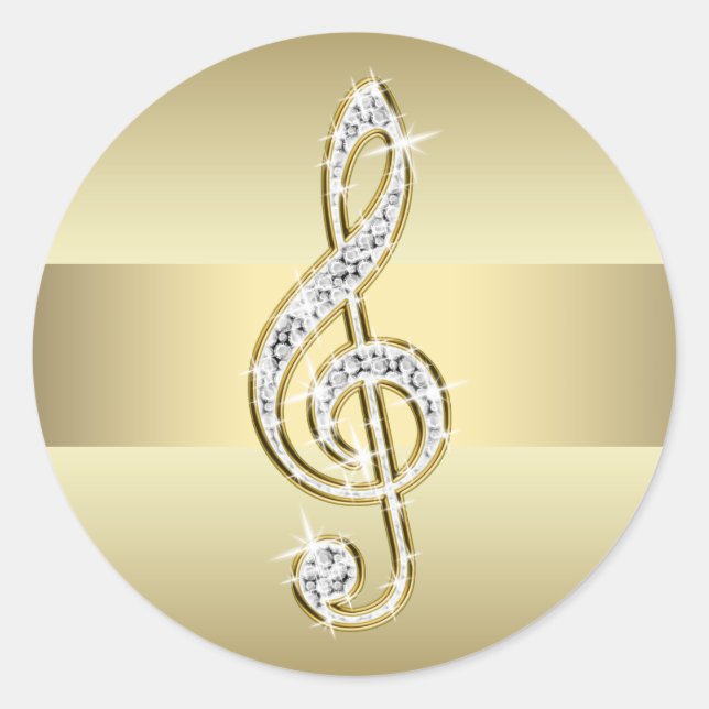 Elegante Gold Treble Clef Stickers (Vorderseite)