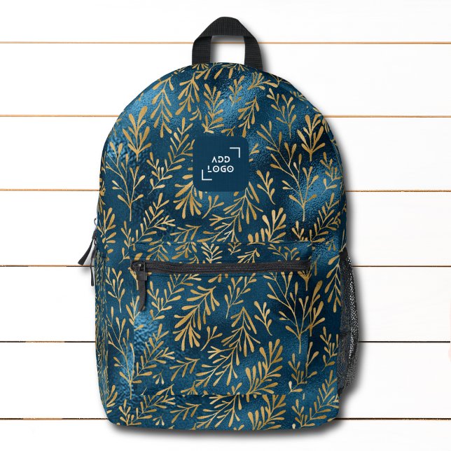Elegante Gold Tropical Floral Logo Corporate Bedruckter Rucksack (Von Creator hochgeladen)