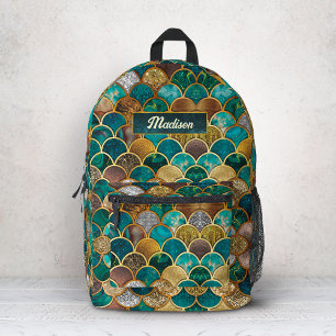 Elegante gold türkis grüne girly Meerjungfrau Schu Bedruckter Rucksack