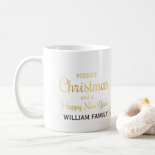 Elegante Gold Typografie Frohe Weihnachten Kaffeetasse
