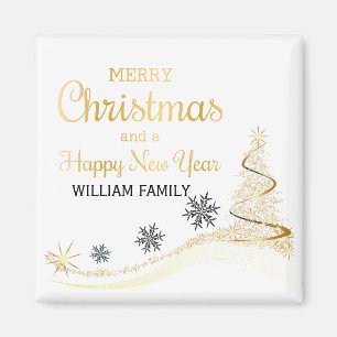 Elegante Gold Typografie Frohe Weihnachten Magnet