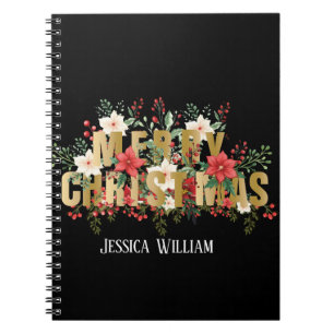 Elegante Gold Typografie Frohe Weihnachten Notizblock