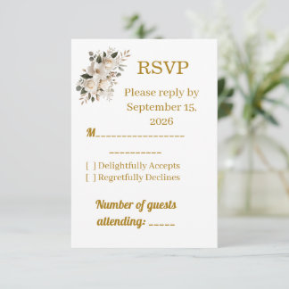 Elegante Gold-Typografie-Hochzeits-RSVP-Antwortkar RSVP Karte