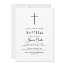 Elegante Gold Typografy Cross Baptisse Einladung