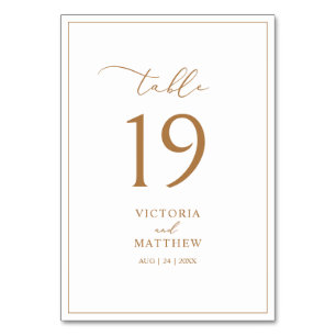 Elegante Gold Typografy Rustic Wedding Table Cards Tischnummer