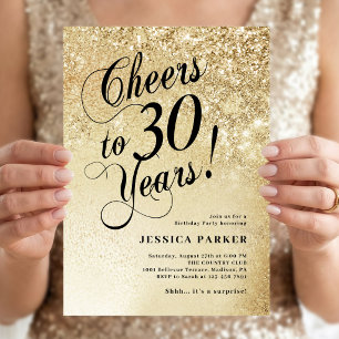 Elegante Gold Überraschung 30. Geburtstag Einladung
