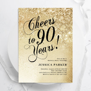 Elegante Gold-Überraschung zum 90. Geburtstag Einladung
