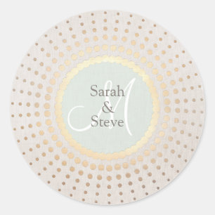 Elegante Gold- und Beige-Hochzeitserie Runder Aufkleber
