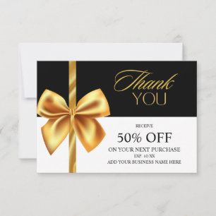 Elegante Gold und Black Business Dankeschön Card Dankeskarte