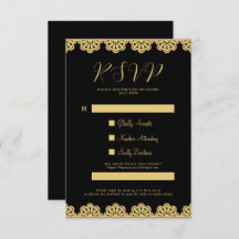 Elegante Gold und Black Islamic QR Code RSVP Card