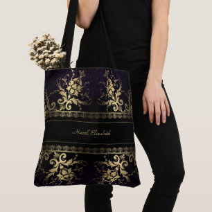 Elegante Gold- und Black Monogram Tote Bag