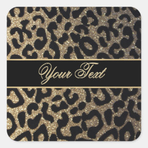 Elegante Gold und Blue Leopard Print Quadratischer Aufkleber