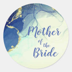 Elegante Gold und Blue Mother of the Runder Aufkleber
