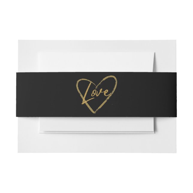 Elegante Gold- und Coppertone Foil Liebe Schwarz Einladungsbanderole (Vorderseite Beispiel)