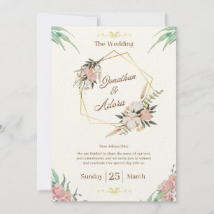 Elegante Gold- und Creme-Minimalismus-Hochzeits-Ei Einladung