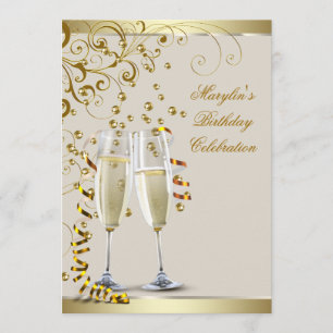 Elegante Gold- und Elfenbein-Cream-Geburtstagsfeie Einladung