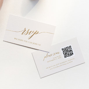 Elegante Gold- und Elfenbeinhochzeit QR Code RSVP  Begleitkarte