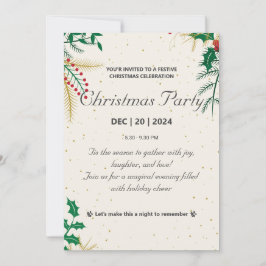 Elegante Gold- und Grüne Weihnachtszeit-Party Einl Einladung