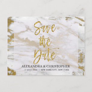 Elegante Gold- und Marmorkarte Save the Date Ankündigungspostkarte