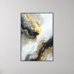 Elegante Gold- und neutrale abstrakte Wandkunst Leinwanddruck