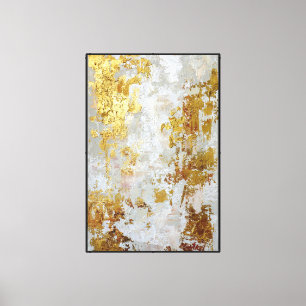 Elegante Gold- und neutrale abstrakte Wandkunst Leinwanddruck
