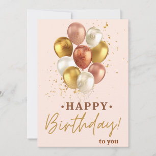 Elegante Gold- und rosa Luftballons zum Geburtstag Einladung