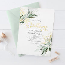 Elegante Gold und Sage Greenery Moderne Hochzeit