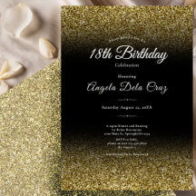 Elegante Gold- und Schwarz-Glitter-Einladung zum 1