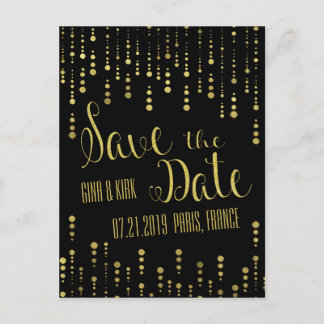 Elegante Gold- und Schwarz-Save-the-Date-Karte Ankündigungspostkarte